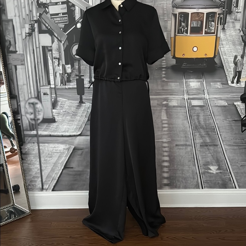 Black Satin Two-Piece Set